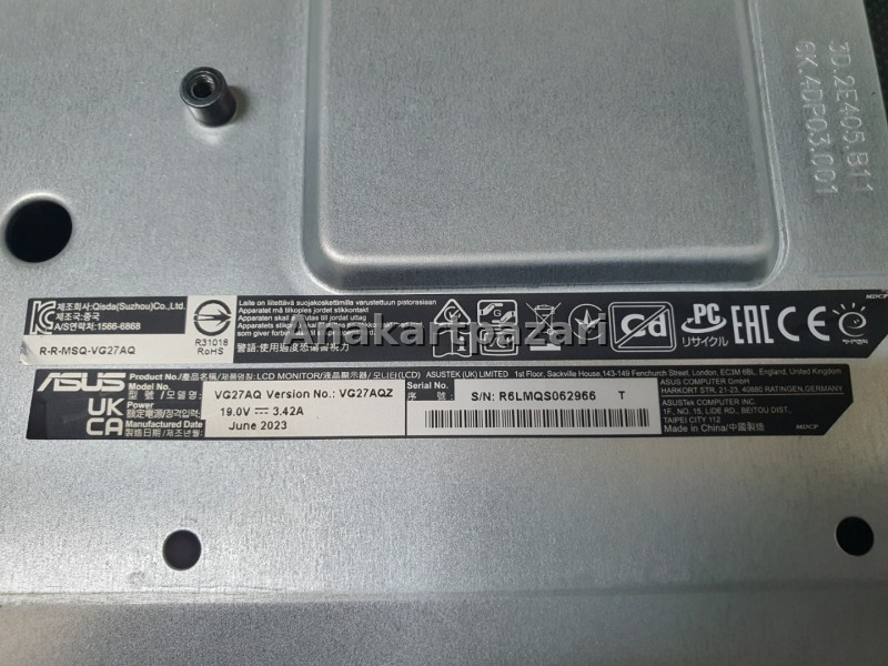 Asus TUF Gaming VG27AQ VG27AQZ 27'' Monitör Anakartı + Ekran Flex ( Data ) Kablosu + Power Board