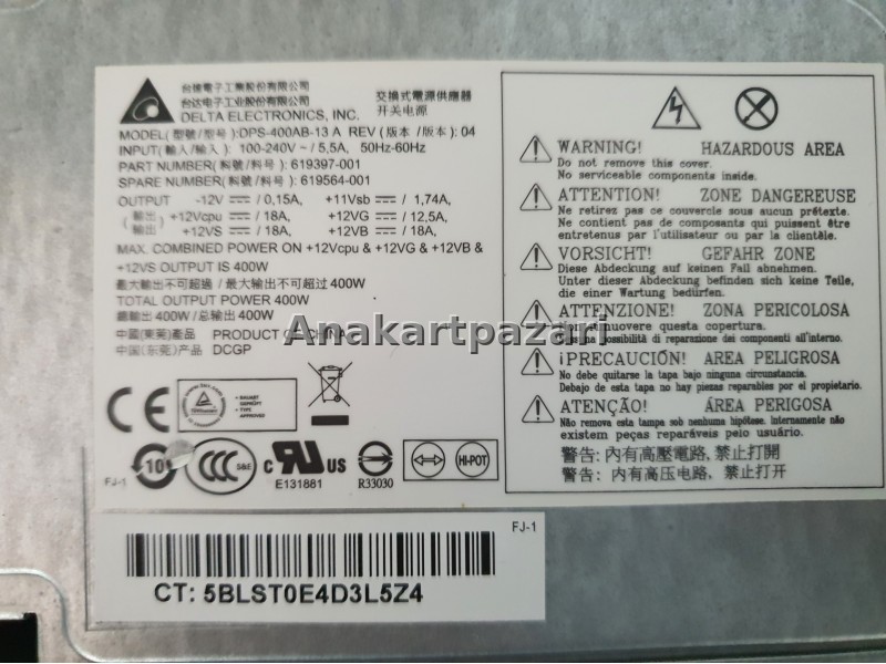 HP Z230 Workstatio DPS-400AB-13A -19A - 400W Power Supply