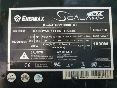 Enermax  Galaxy Dxx egx1000ewl 1000w Power Supply