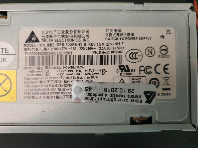 Delta DPS-300AB-58A - DPS-300AB-43B - DPS-300AB-43E / HP-D3008E0 M-ATX SFX 300W Delta DPS-300AB-58A - DPS-300AB-43B - DPS-300AB-43E / HP-D3008E0 M-ATX SFX 300W