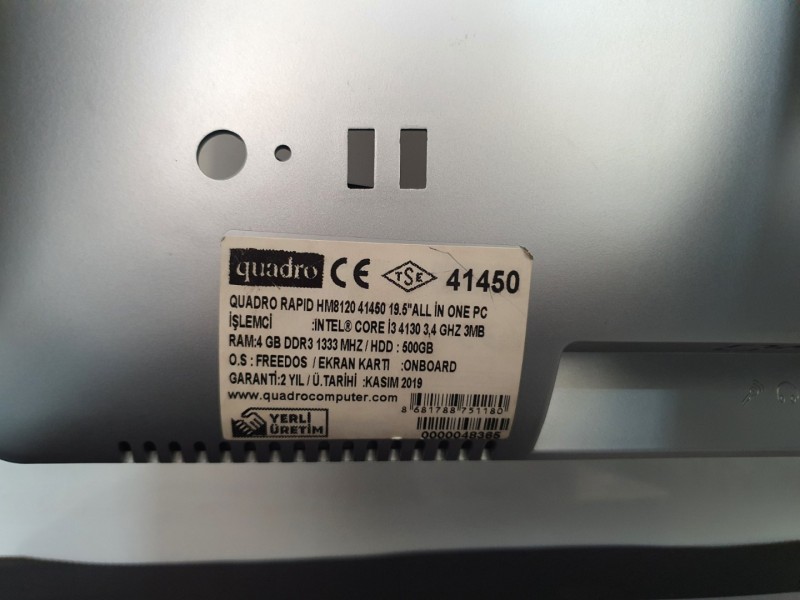 Quadro Rapid HM8120 41450 AİO Boş Kasa , Ekran Camı 19.5 İnç Quadro Rapid HM8120 41450 AİO Boş Kasa , Ekran Camı 19.5 İnç