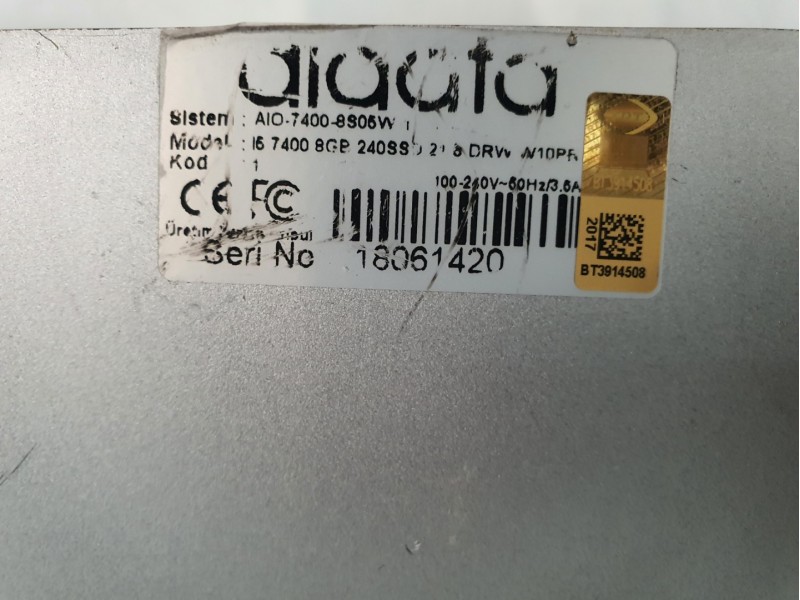Aidata AIO 7400 8S06W Boş Kasa , Ekran Camı 21.5 İnç Aidata AIO 7400 8S06W Boş Kasa , Ekran Camı 21.5 İnç