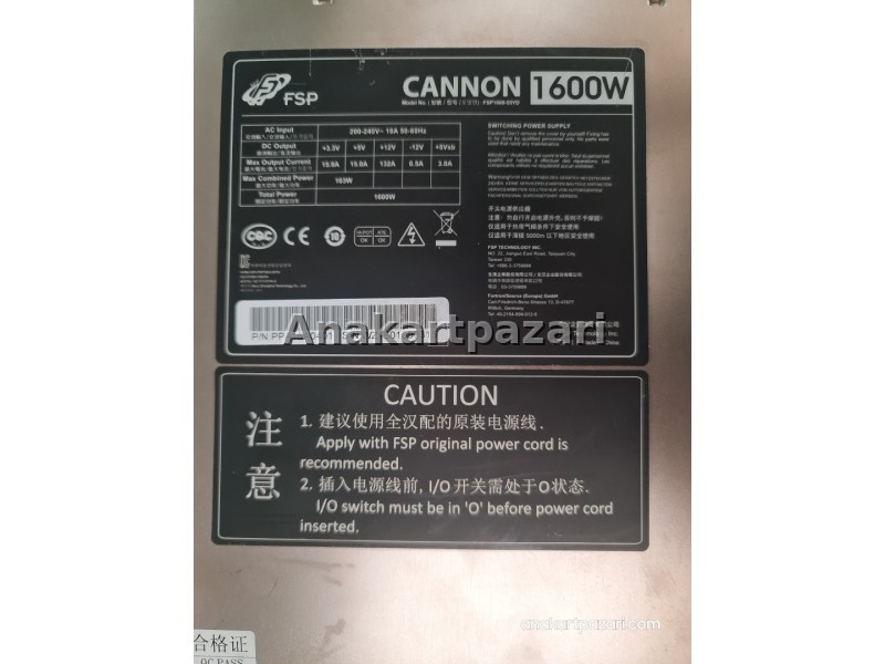 FSP CANNON FSP1600 55YD 1600W ATX12 GAMİNG , MİNİNG  POWER SUPPLY