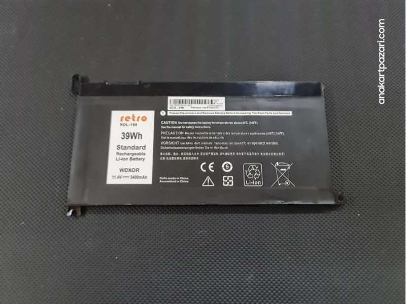 Dell Inspiron 15 5584 5570 5575 7570 7580 17 5765 5767 5770 5775 P58F P69G P75F P66F 3CRH3 WDX0R Batarya Dell Inspiron 15 5584 5570 5575 7570 7580 17 5765 5767 5770 5775 P58F P69G P75F P66F 3CRH3 WDX0R Batarya