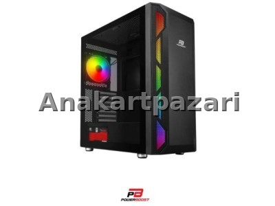 Power Boost VK-G3701B ARGB FAN BOŞ KASA SİYAH (PSU YOK)